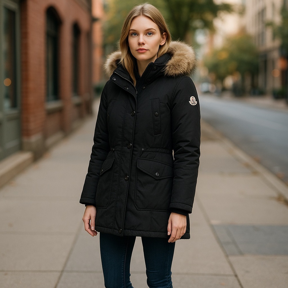 Moncler Giubbotto Parka, Black, Size XL